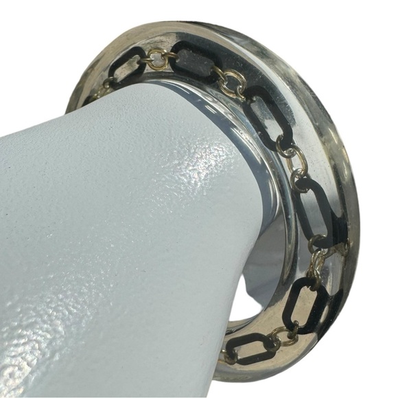 Vintage 80s Punk Acrylic Bracelet Inlay Black Chain Links - Picture 5 of 6